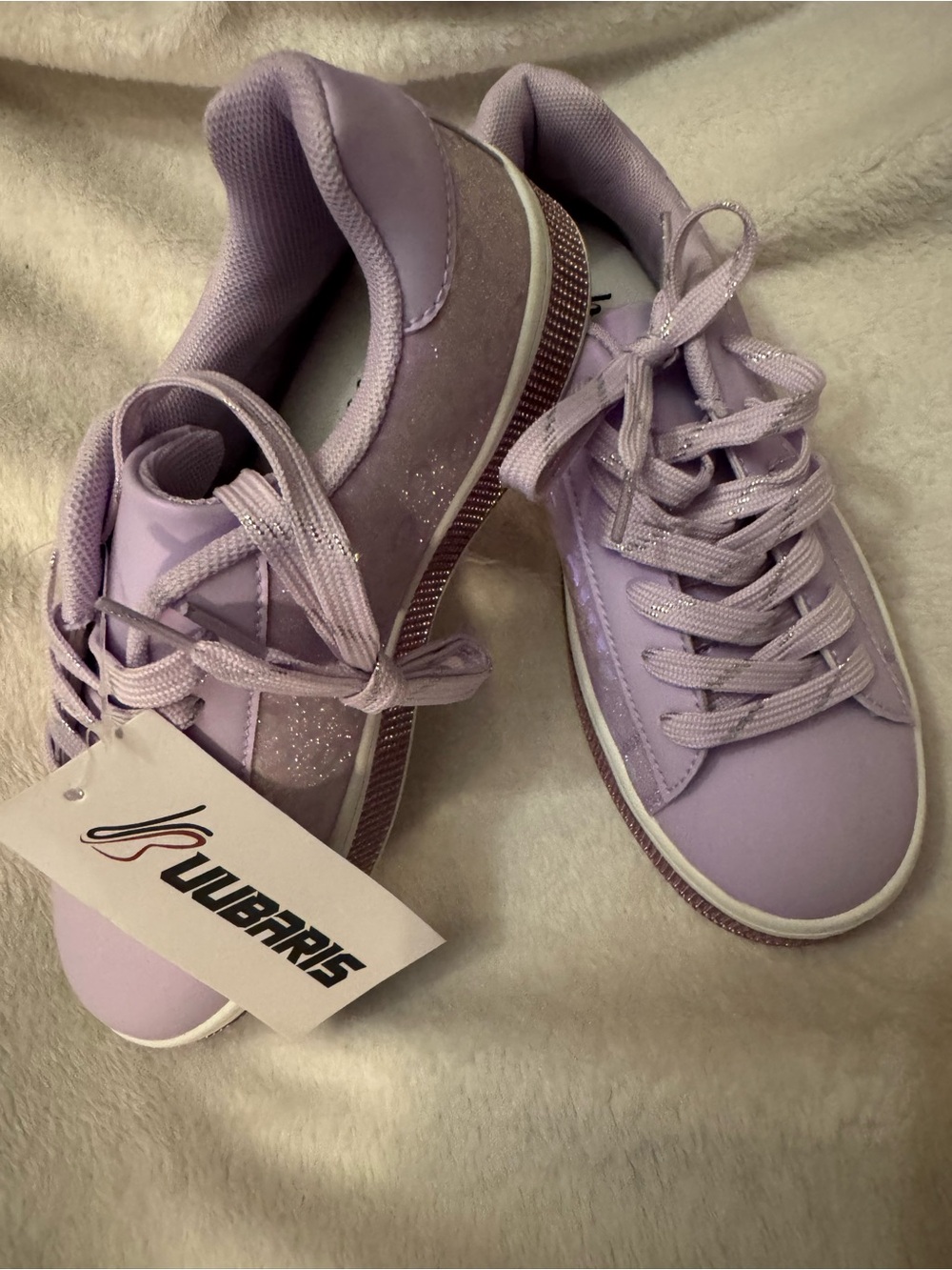 Lilac Glitter Platform Sneakers for Women by Uubaris Size 7 NWT